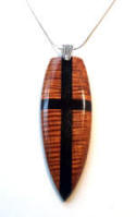 Koa Wood Necklace Sterling Silver Cross 134706 Small Small