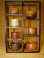 Koa Wood Miniature Bowls in display frame