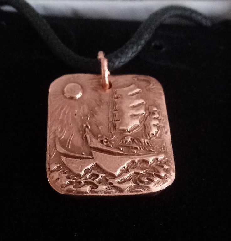 Copper Sailing Canoe Necklace