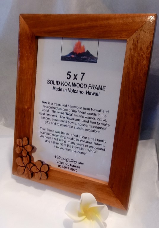 Koa Wood Frame with Plumeria Accent