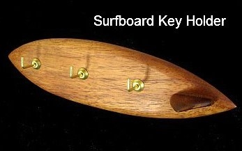 Solid Koa Wood Surfboard Key Holder - Handmade in Hawaii 